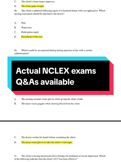 We have actual NCLEX-RN exams Questions and answers that will guarantee you excellent scores #nclexexams #nclexpn #nclex #nclexrn #kaplanamerica