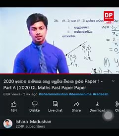 41K views · 1.6K reactions | 2020 O/L Maths Paper 1 Full Video  https://youtu.be/-T7uwP6XEQ4 | Ishara Madushan | Facebook