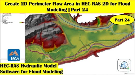 Create 2D Perimeter Flow Area in HEC RAS 2D for Flood Modeling | Part 24 | Geospatial Education