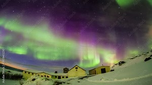 Series of Beautiful Northern Lights or better known as Aurora Borealis time lapse view in 4K