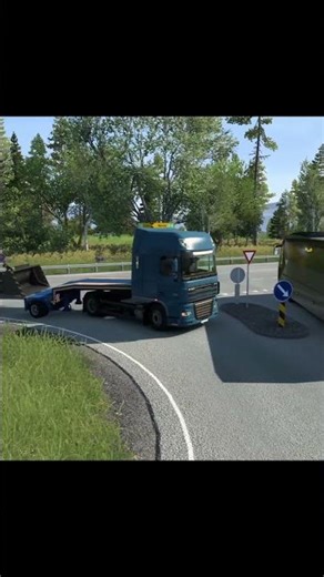 Heavy Trailer Tight Turn on a Narrow Road | ETS2