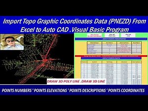 Import Survey Coordinates Data( PNEZ) Form Excel To Auto CAD.
