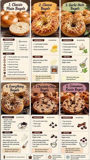 6 types of bagels 🥯#breakfastbegals#bagelsandwich#bagels