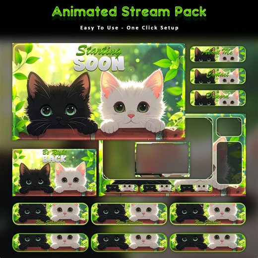 Cozy Cats Animated Stream Package: for Twitch Overlay, Youtube, Kick | Cat Twitch Overlays - Etsy