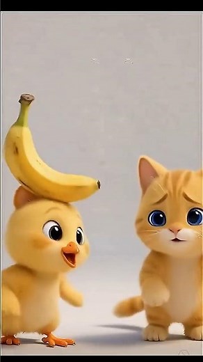 When a Cat Meets a Chicken and… a Banana Falls! 🍌😂 | The Cutest Short Ever!