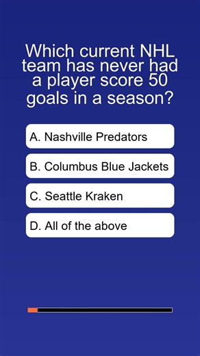 Which NHL Team Has Never Had a 50 Goal Scorer Challenge Quiz