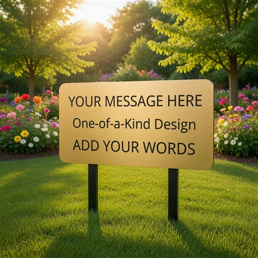 Custom Gold Metal Yard Sign, Personalized Lawn Sign, Custom Message Outdoor Sign, Elegant Garden Decor