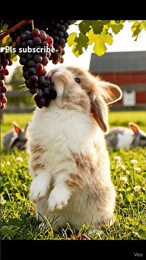 A cute greedy rabbit plugging grape from the tree #fyp #animination