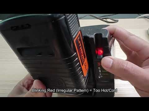 Meaning of Black and Decker 36V/40V Battery Charger Lights: Blinking Red, Green or Solid Green