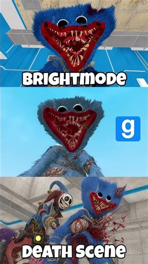 Huggy Wuggy Death Scene vs Jumpscare | Bright Mode vs GMod 💀 #shorts #poppyplaytime #jumpscare