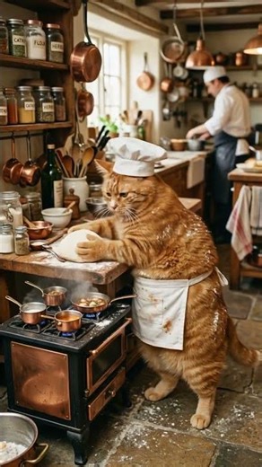 القط الطباخ 🐈🌈😺cats #قطط_مضحك #قطط #ai #cat #aicat #cute