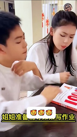The elder sister is preparing to help her younger brother with his homework 😅😅 | Baby & Parents Fun