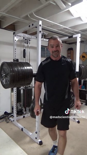 This is 1,235 lbs... 7X my bodyweight. Officially the heaviest weight I've lifted in my entire life. And I did it to celebrate my 53rd birthday :) This is a lockout partial squat... just getting this weight off the rails even for a couple of inches was incredibly hard. The loading on the body is absolutely brutal, not only on the muscles but the connective tissue and skeletal structure as well. It's a level of loading that I've been training for for decades (this beats my last highest number by 