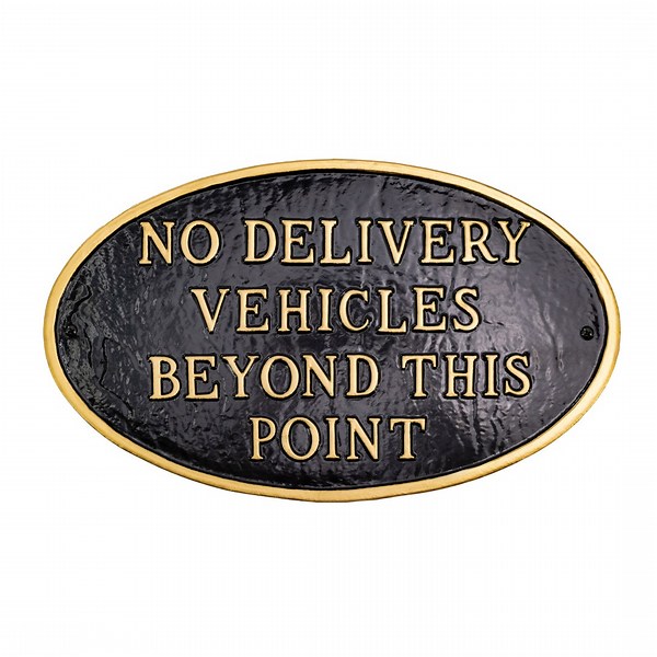 No Delivery Vehicles Beyond This Point Oval LAWN or WALL Statement Plaque Sign, Metal Decor, Business Sign, Durable Rust Proof Aluminum - Etsy