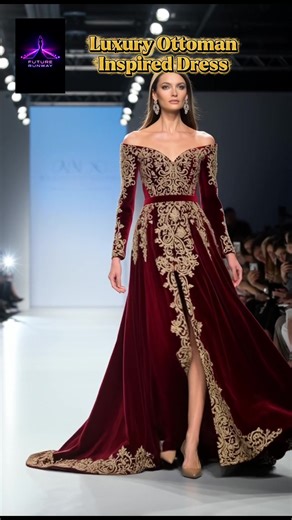 Luxury Ottoman Inspired Dress 🔥 AI Runway Fashion Elegant runway moment with a deep red velvet couture dress inspired by Ottoman patterns. AI fashion meets luxury design. Which runway look should come next? 👗✨ #aifashion #runway #couture #fashionai #runwayshow
