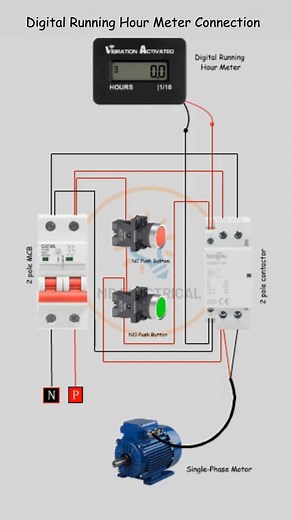 How to wire a digital running hour meter? #digitalhourmeter #wiringtips #electricalwiring #hourmeterinstallation #doityourself #techhacks #electronics #hourmeterwiring #runninghourmeter | Mb Electrical