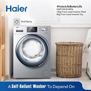 285 reactions · 43 shares | Finally, a washer designed to make your job easier. Meet the Haier HWD120-B14876, with Dual Spray Technology that thoroughly removes dirt stuck inside after washing, making it a truly reliable partner. #HaierLifeBetterlife Visit this link to know more: https://tinyurl.com/HaierWashingMachine | Haier | Facebook