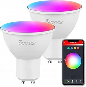 Avatar Controls GU10 Smart Bulb 2 Pack, Alexa GU10 LED Light Bulb, 50W Halogen Equivalent Light Bulbs, 5W 2700K-6500K Dimmable Wi-Fi Track Light Bulbs Music Timer RGBCW Color Changing