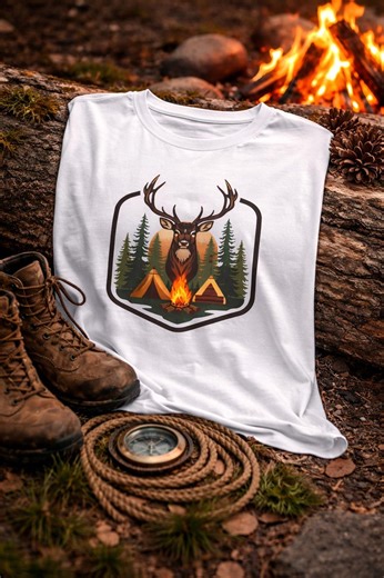 Vintage Camping Deer Tee, Forest Elk Graphic T-shirt for Nature Lovers - Etsy Australia