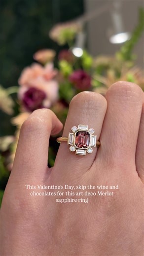This Valentine's Day, skip the wine and chocolates for this 2.03ct Art Deco Merlot Sapphire & Lab Grown Diamond Accents Engagement Ring❤️💍 Unique, architectural, and made for any hand. Fall in love with this stunning ring and see it at our Seattle showroom and online at ValerieMadison.com