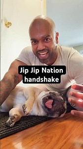 Jip Jip Nation handshake with Jip Jip the talking dog / frenchie 🤝🐶🤖#dogshorts #doglover