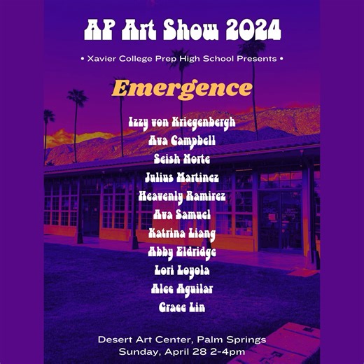 Check out a sneak peak of the 2024 AP Art Show. The show will be held April 28th from 2:00 pm - 4:00 pm at the Desert Art Center in Palm Springs. #APArt #Art #TheXavierDifference | Xavier College Prep