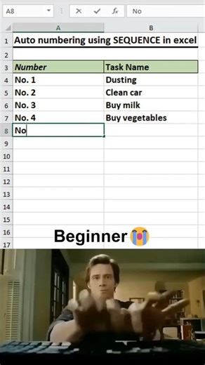Auto numbering using Sequence in excel #excelshorts #microsoftoffice #exceltips #spreadsheetmagic