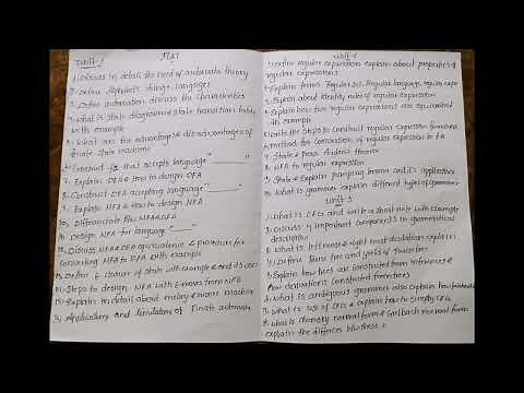 jntuk r20 flat important questions | jntuk r20 toc important questions