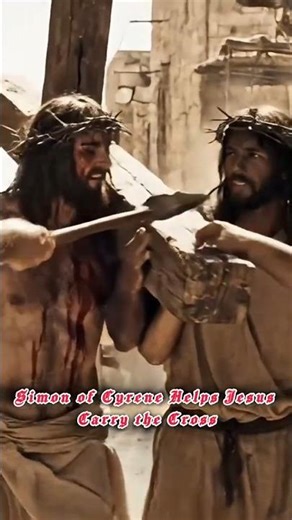✝️Simon of Cyrene Helps Jesus Carry the Cross | Way of the Cross | Catholic Events | #lent #aishorts