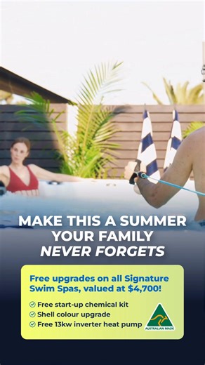🌊 Family Fun Starts Here! 🌊 Watch the kids splash and swim in our premium swim spa at Just Spas Brisbane South! Perfect for family fun, exercise, and relaxation. 🔥 Special Offer: Get a FREE Heat Pump with your swim spa purchase! Keep your water warm all year round. ✅ Australian Made 📍 Visit us: 1/100 Redland Bay Road, Capalaba 🕙 Open 7 Days a Week – come and see our swim spas in action! Don’t miss out on this limited-time promotion! Perfect for families who love fun, fitness, and comfort at