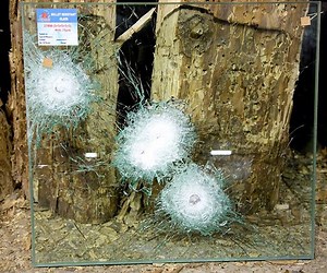 8.4K views · 196 reactions | An ordinary piece of glass shatters when struck by a single bullet. Bullet resistant glass is designed to withstand one or several rounds of bullets depending on the thickness of the glass and the weapon being fired at it. #ImpalaGlass #BulletResistantGlass #Laminatedglass #Safetyglass | Impala Glass | Facebook