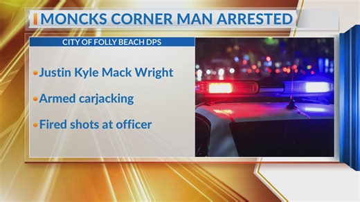 Moncks Corner man accused in Folly Beach armed carjacking, firing shots