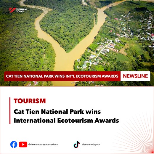 Cat Tien National Park has won four awards from the Asian Ecotourism Network (AEN). The top prize honours its efforts in biodiversity conservation and tropical forest protection, while other awards recognise ecotourism promotion, destination management, and community engagement. #VietnamToday #VTV #YourWindowonVietnam #tourism #AEN #biodiversity #forest #ecotourism #protection | Vietnam Today