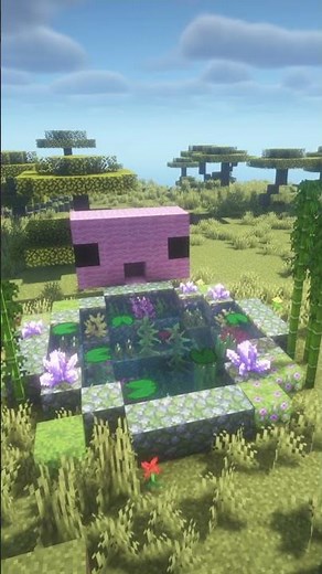Minecraft Axolotl Pond 🩷 Cute Water Fountain Build 🌸 #minecraftshorts #minecraft #minecraftbuilding