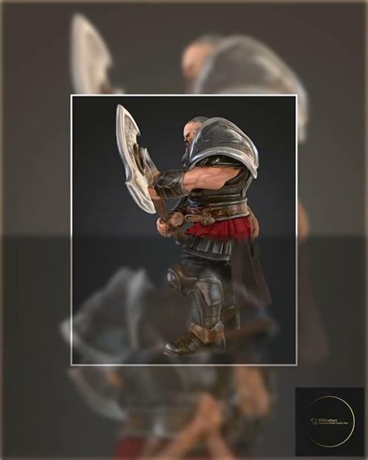 Fighter with Battle Axe Miniature STL – 28mm RPG Model