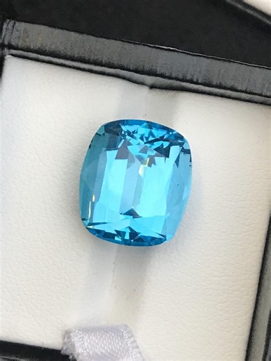 17.78ct Swiss Blue Topaz Gemstone: Precision Cushion Cut, Electric Blue - Etsy