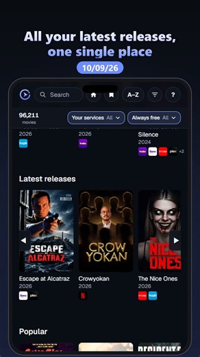 Latest Movies on Every Streaming Service October 9, 2026