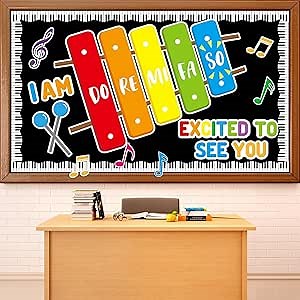 Music Bulletin Board Classroom Decorations Music Note Cutouts Music Scale Themed Bulletin Board Set for Teacher Supplies Students Back to School Nursery Chalkboard Wall Door Decorations