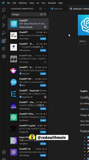 Use ChatGPT Inside VS Code Tutorial #vscode #chatgpt #coding #programming #aitools