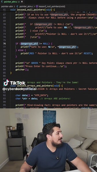 Learning C like A Hacker, Defend against NULL Pointers !? #cybersecurity #hacking #cprogramming #beginnerfriendly
