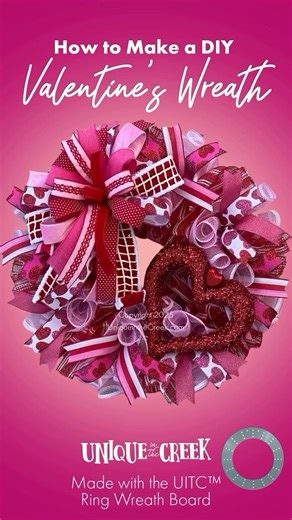 Laurie Franklin on Instagram: "💗 So much visual interest to this Valentine’s Day wreath! Judy from #TeamUnique made this using the UITC™ Ring Wreath Board + Materials from Unique in the Creek!"