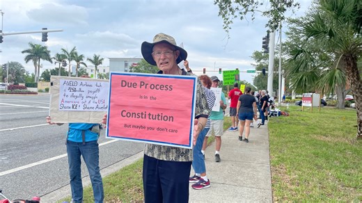 Protesters rallying against budget airline's ICE deportation flights picket outside SRQ