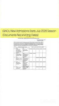 IGNOU New Admissions Starts July 2026 Session (Documents Req and Imp Dates