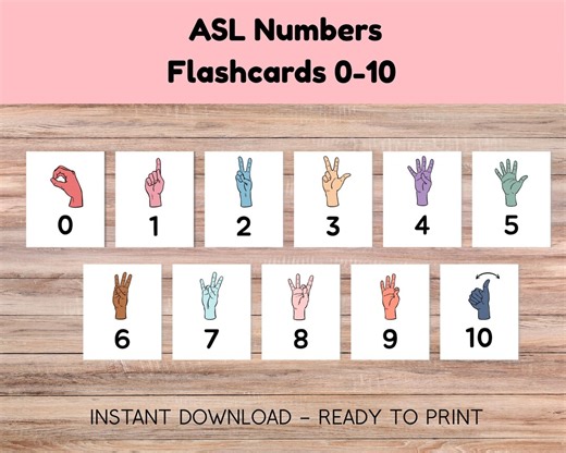 ASL Number Flashcards | American Sign Language, Pastel Colors (digital Download) - Etsy