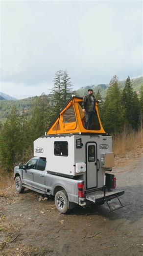 794K views · 8.7K reactions | We chose the Go Fast Campers tent for the same reasons we build Scout the way we do - simplicity, durability, and lightweight design. Climb in from the outside ladder or straight from inside the camper, either way you’re set up in seconds. We're of the opinion that Mondays should always look like this, anyway. #truckcamper #offgridcamping #gofastcamper #rooftoptent #tremor #camping #mountains | Scout Campers | Facebook
