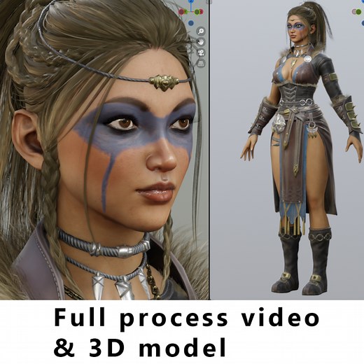 Blender - Game Ready Character Modeling - Full process video & 3D model