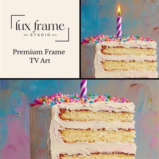 Pastel Birthday Cake TV Art, Layered Birthday Cake Impasto Painting for Frame TV, Cozy Festive Wall Decor, Digital Download 489 - Etsy