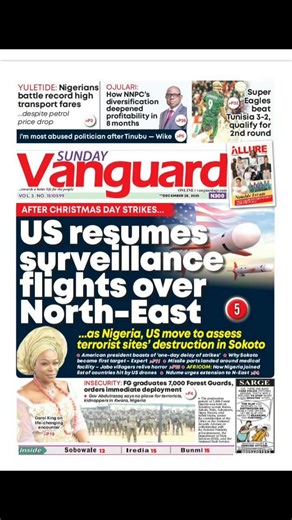 Nigerian Newspaper Headlines Today Sunday, 28th December, 2025. Punch Newspapers Nigerian Tribune Vanguard News The Sun Nigeria Daily Trust | Comr. Efficacy
