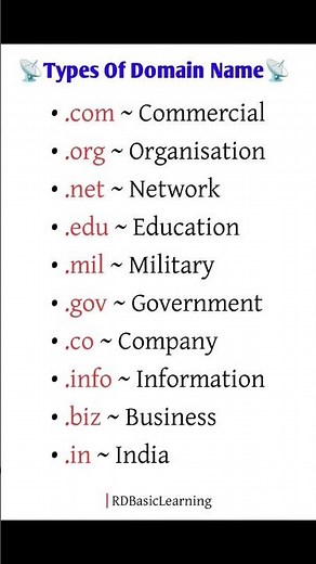 Types of Domains | Domain Name Explained in Simple Way #rdbasiclearning #shorts