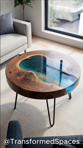 Round Epoxy River Table | Living Room Decor Concept